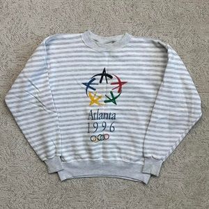 vintage 90s atlanta olympics striped crewneck
